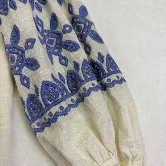 SCARLETT POPPIES Naxos Emroidered Balloon Sleeve Bohemiam Top Blouse Size XS - Picture 4 of 13